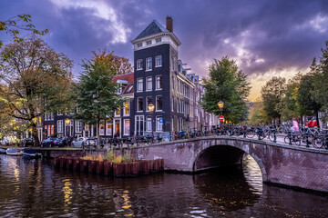 First minutes of the blue hour in Amsterdam