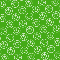 seamless pattern with cute smiley wasted doodle face shape green grass white background ready for your design packaging