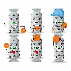 Talented white long candy package cartoon character as a basketball athlete