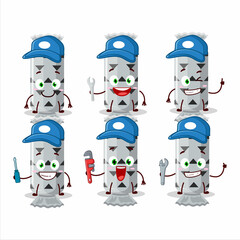 mechanic white long candy package cute mascot character with pliers