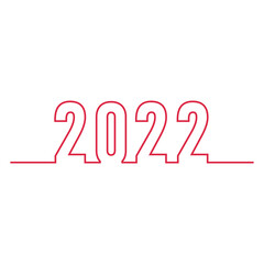Linear illustration Happy new year 2022 on white background