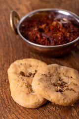 indian naan bread on wood