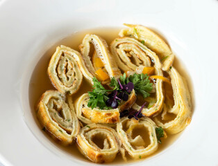 bavarian pancake soup in a bowl