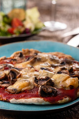 mushroom pizza on a plate