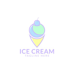 Ice cream logo illustration. Outline and fill style logo