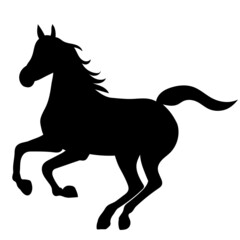 silhouette running horse white background, isolated, vector