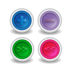 sleek and cute colorful user interface buttons set