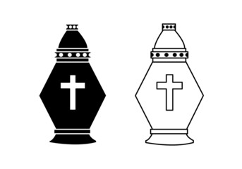 cemetery candle, All Saints' Day lantern- vector illustration.