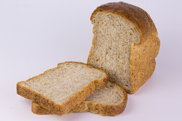 Whole Wheat Bread on White Background