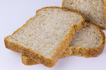 Whole Wheat Bread on White Background