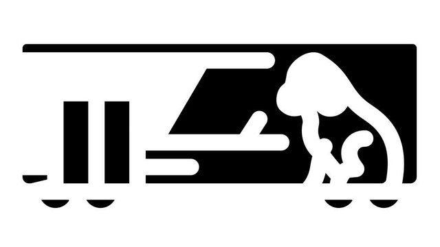 animal carriage railway service animated glyph icon animal carriage railway service sign. isolated on white background