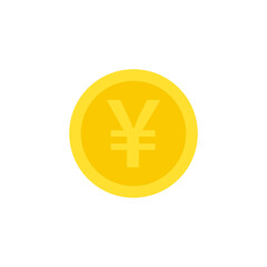 Coin icon with yuan. Vector flat illustration isolated on white background.