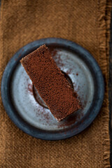 Slice of tasty homemade chocolate cake