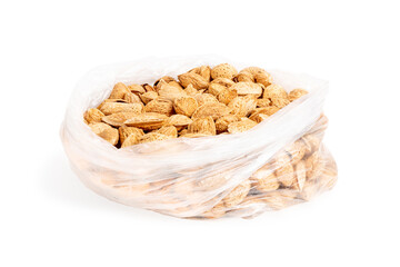 inshell almonds in a disposable plastic bag