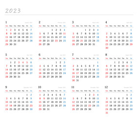 2023年日本の年間カレンダー	