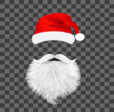 santa claus cap, beard and moustache isolated