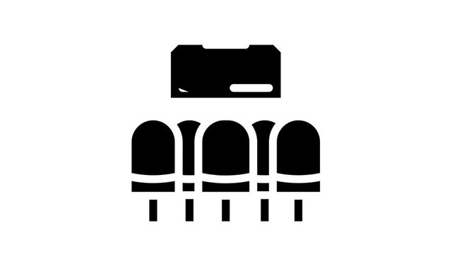 waiting hall railway station animated glyph icon waiting hall railway station sign. isolated on white background