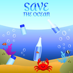 Background save the ocean vector design illustration 