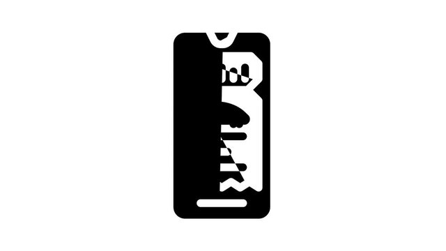electronic ticket e-ticket animated glyph icon electronic ticket e-ticket sign. isolated on white background