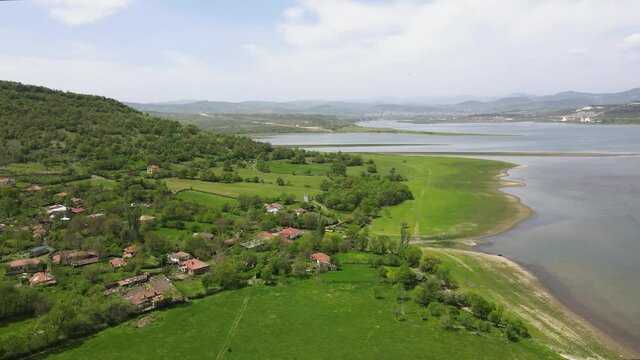 Aerial view of Studen Kladenets Reservoir, Kardzhali Region, Bulgaria