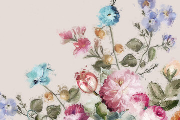 Fototapety  Beautiful rose peony flower illustration