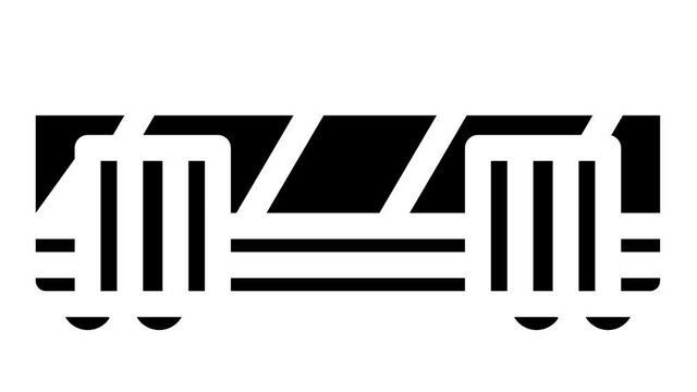 railway carriage animated glyph icon railway carriage sign. isolated on white background