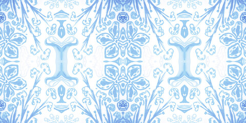 Hand drawn floral ethnic pattern. Seamless abstract batik print.