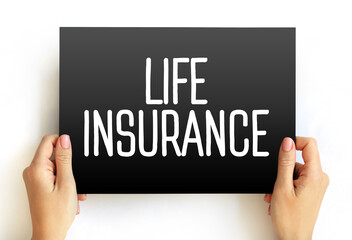 LIFE INSURANCE text on card, concept background