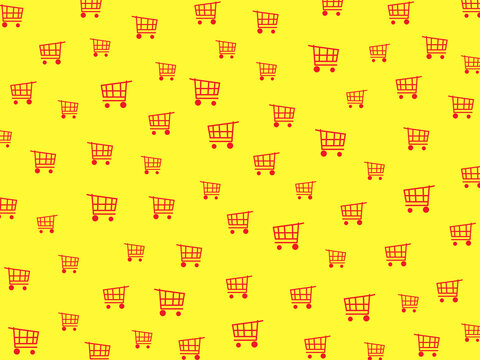 Shopping Cart pattern background for basic illustration of selling promotional materials.