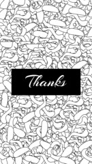 BLACK AND WHITE ORNAMENT PATTERN THANK YOU CARD