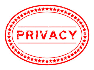 Grunge red privacy word oval rubber seal stamp on white background