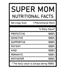 super mom nutritional facts logo inspirational quotes typography lettering design