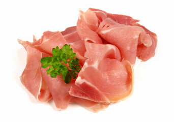 Smoked Ham Slices isolated on white Background