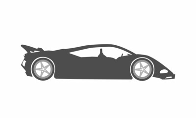 Black moving car icon isolated on white background. Suitable for all businesses.