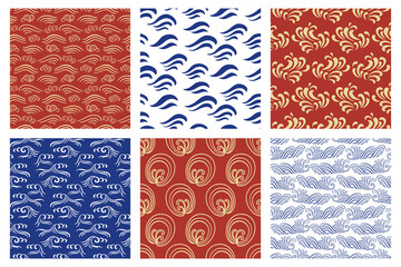 Japanese, Chinese seamless patterns set