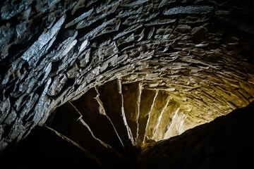 Spiral staircase in an ancient stone minaret