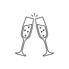 toast icon with two black thin line wineglasses