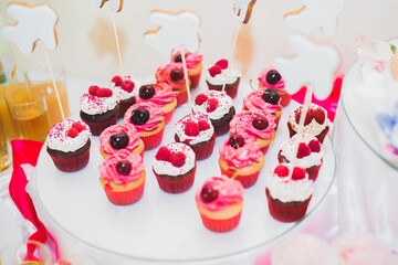Delicious wedding reception candy bar dessert table