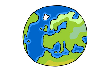 Einfacher Cartoon Globus als Weltkugel Symbol
