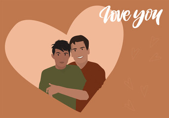 Valentine's day gay couple. Vector illustration