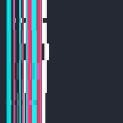 Neon pink and blue Glitched Striped lines on black background