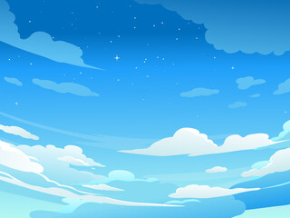Fototapeta na wymiar Vector illustration of Cloudy Sky in Anime style. Background design