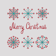 Christmas card with snowflakes and the inscription Merry Christmas