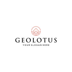 Minimalist simple line art GEO LOTUS logo design