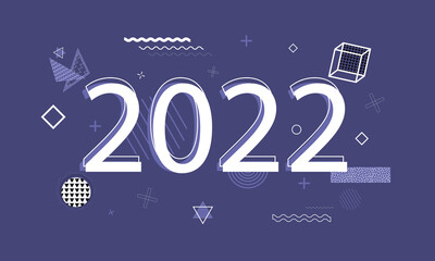 2022 happy new year, memphis-style banner