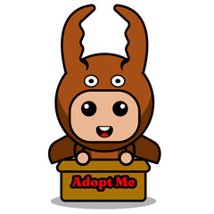 vector cartoon character cute mascot costume fighting beetle animal  adoption box