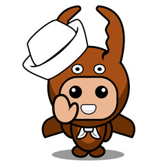 vector cartoon character cute mascot costume fighting beetle animal sailor