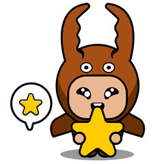 vector cartoon character mascot costume fighting beetle animal holding star