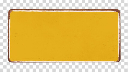 Vintage rusty enameled yellow grunge metal sign  isolated on pattern background including clipping path