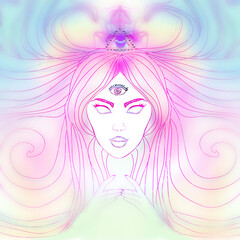 Woman with third eye, psychic supernatural senses